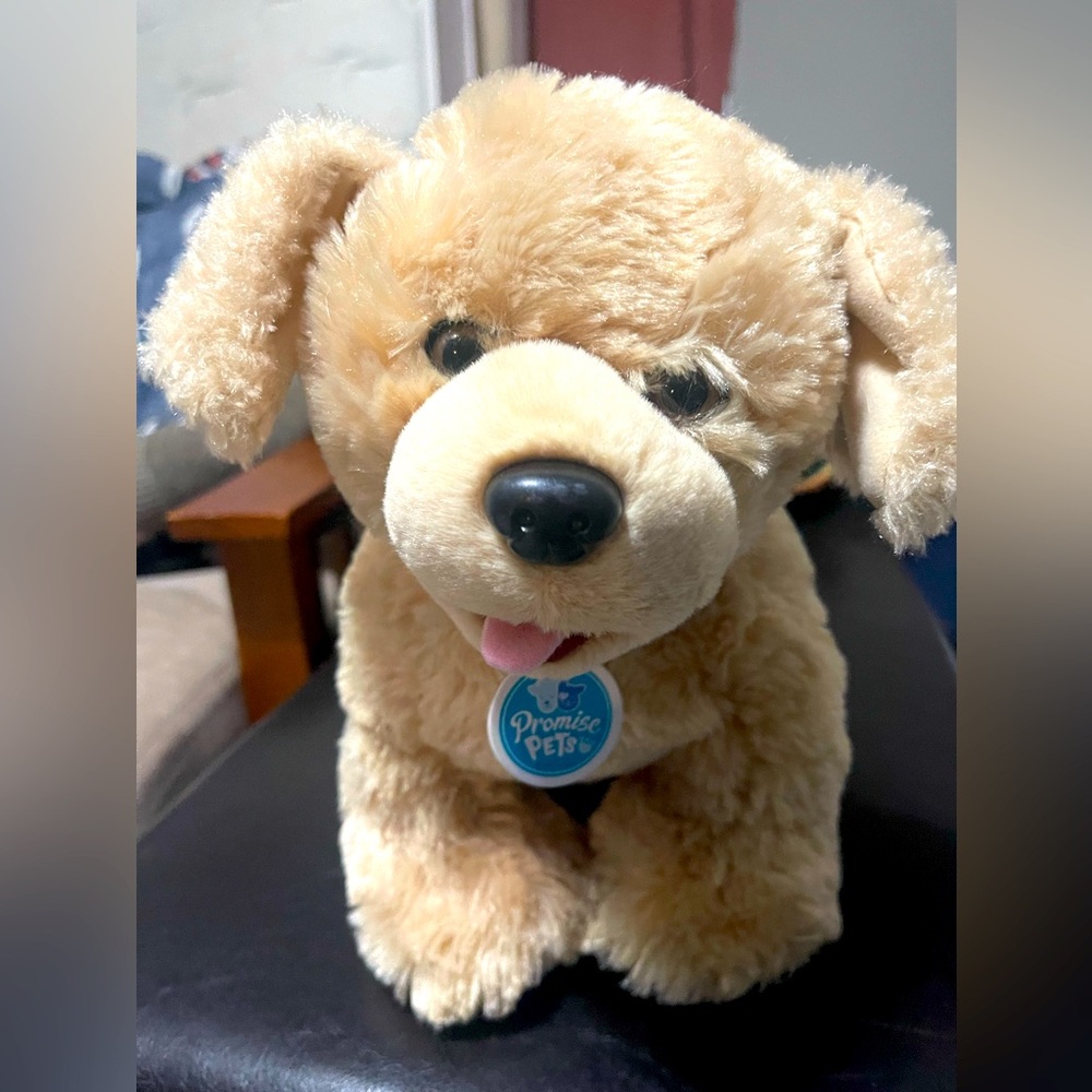 Build A Bear dog Promise Pets plush stuffed animal tan collar tag barks